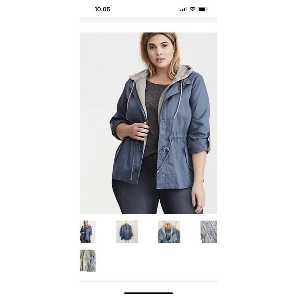 Torrid size 1 blue twill sweatshirt jacket coat